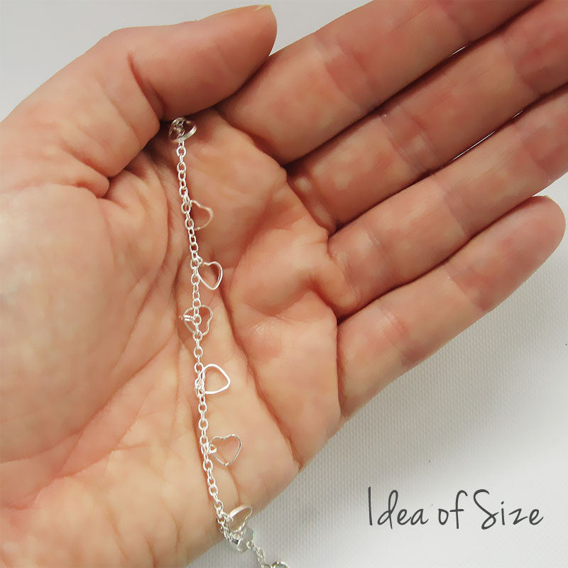 Silver Anklet with Open Hearts