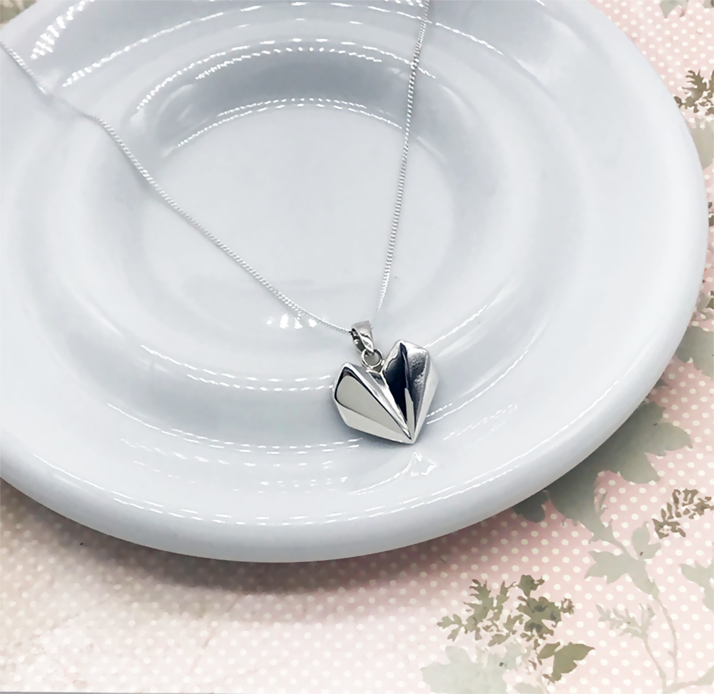 Silver 2025 origami necklace