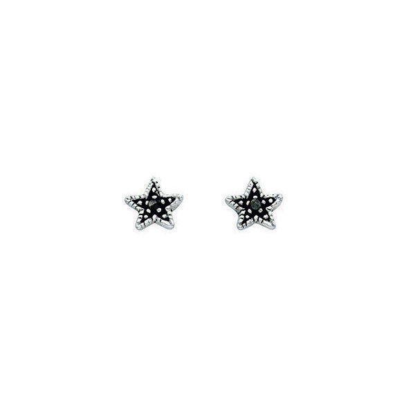 Oxidised Silver Star Stud Earrings