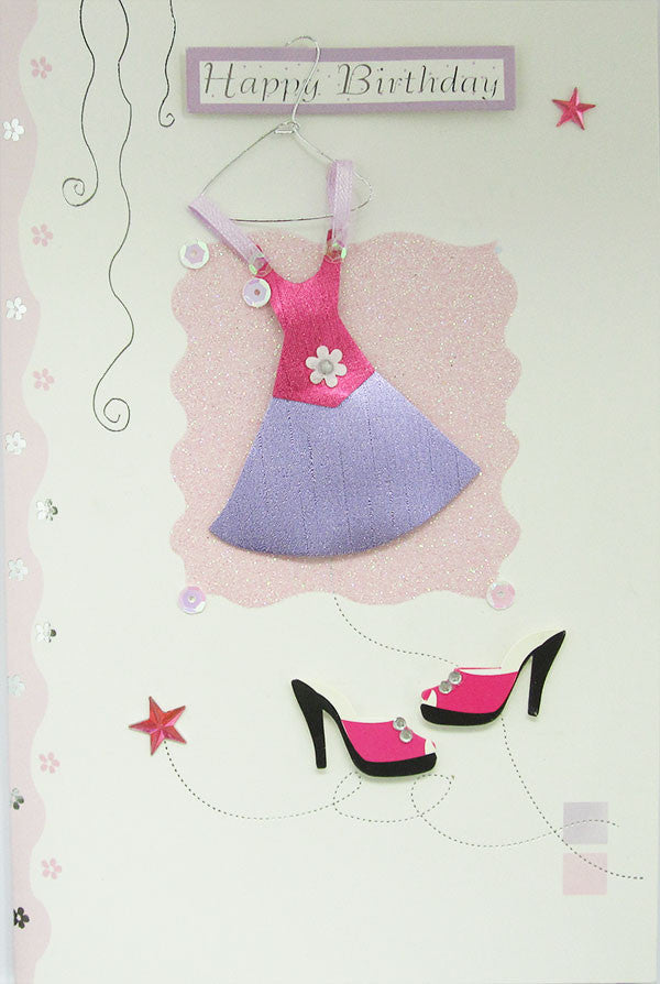 Pink Dress Happy Birthday Card