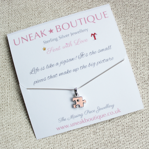 Pink Jigsaw Pendant with Cubic Zirconia