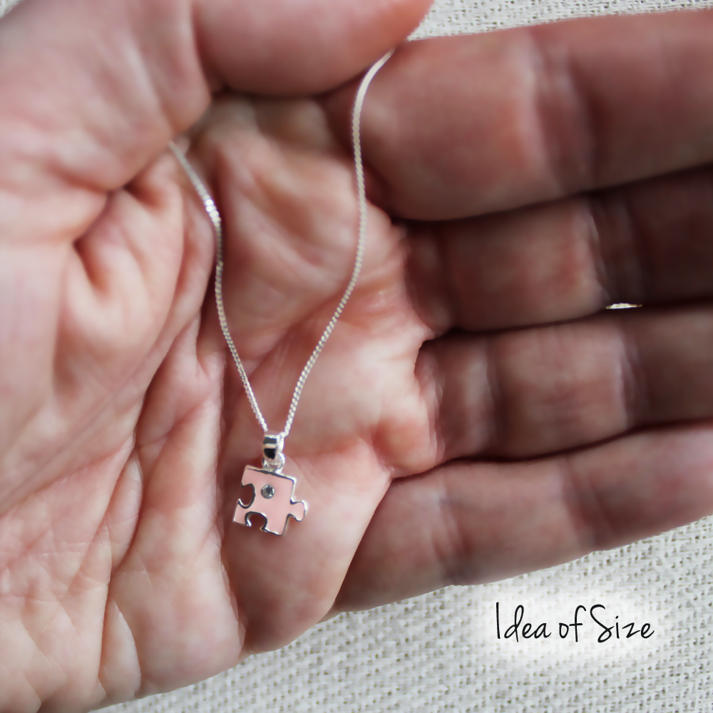 Pink Jigsaw Pendant with Cubic Zirconia