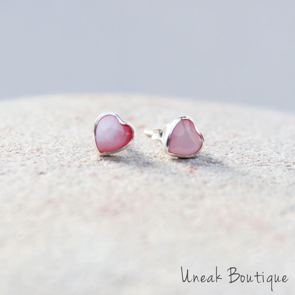 Pink Mother of Pearl Kids Stud Earrings