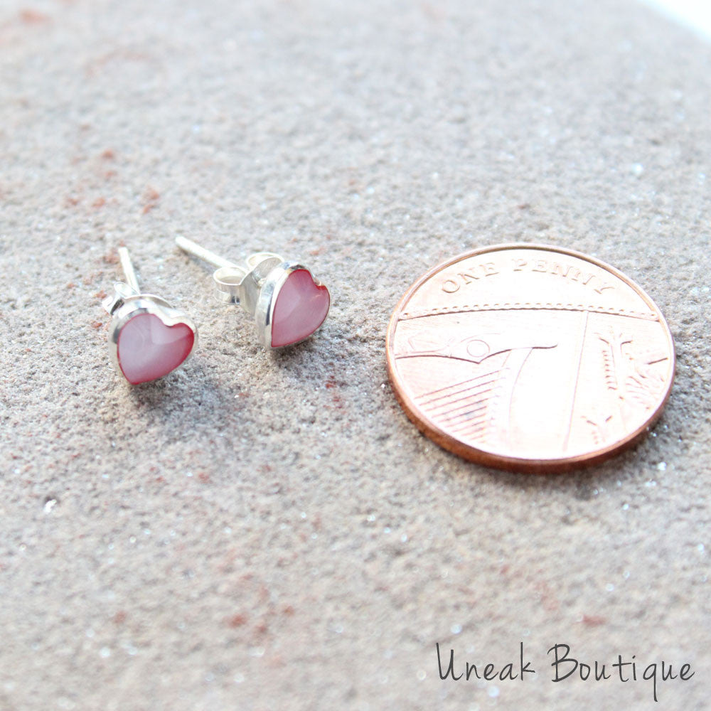 Pink Mother of Pearl Kids Stud Earrings
