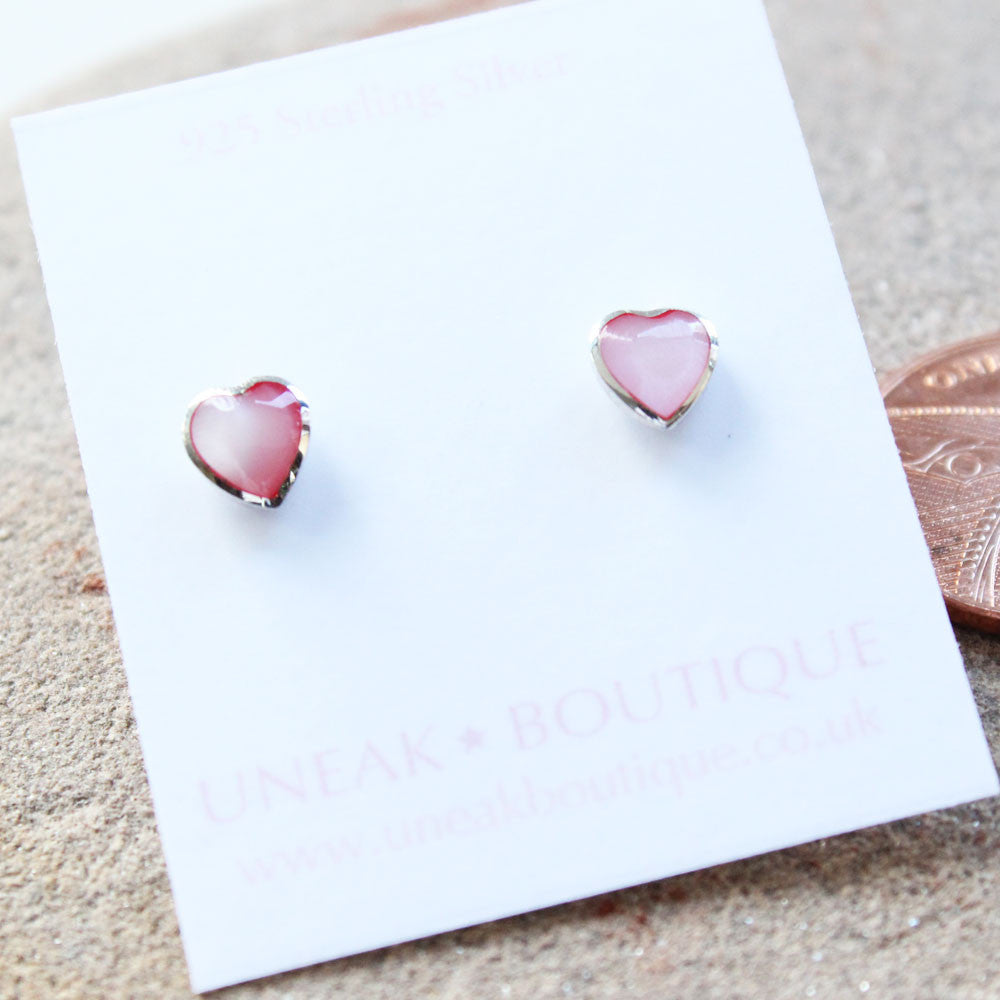 Pink Mother of Pearl Kids Stud Earrings