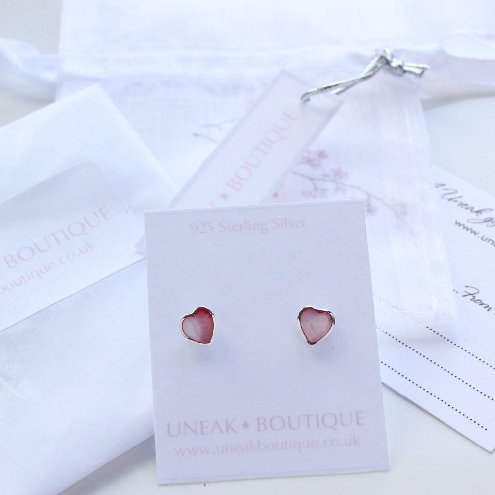 Pink Mother of Pearl Kids Stud Earrings