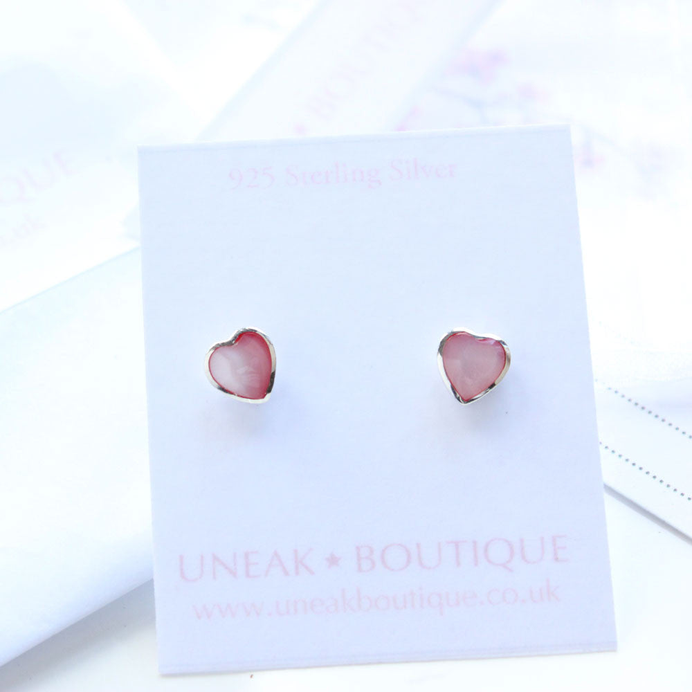 Pink Mother of Pearl Kids Stud Earrings