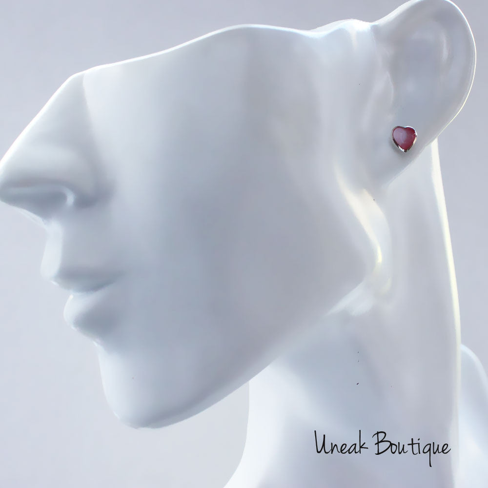 Pink Mother of Pearl Kids Stud Earrings