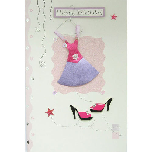 Pink Dress and Shoes Happy Birthday Card