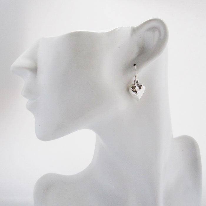 Ella Puffed Silver Heart Earrings