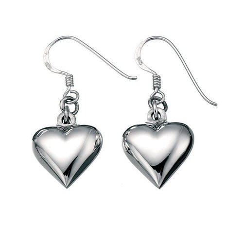 Ella Puffed Silver Heart Earrings