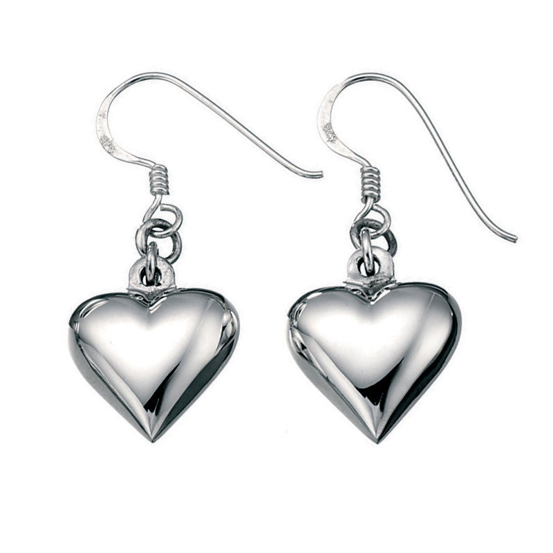 Ella Puffed Silver Heart Earrings