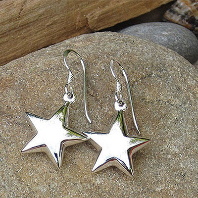 Sterling Silver Puffed Star Earrings