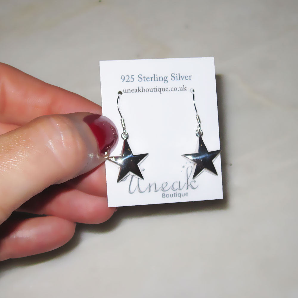 Sterling Silver Puffed Star Earrings