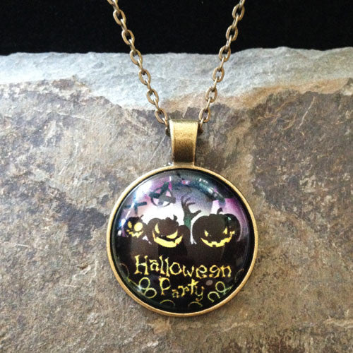 Cabochon Pumpkin Party Halloween Necklace