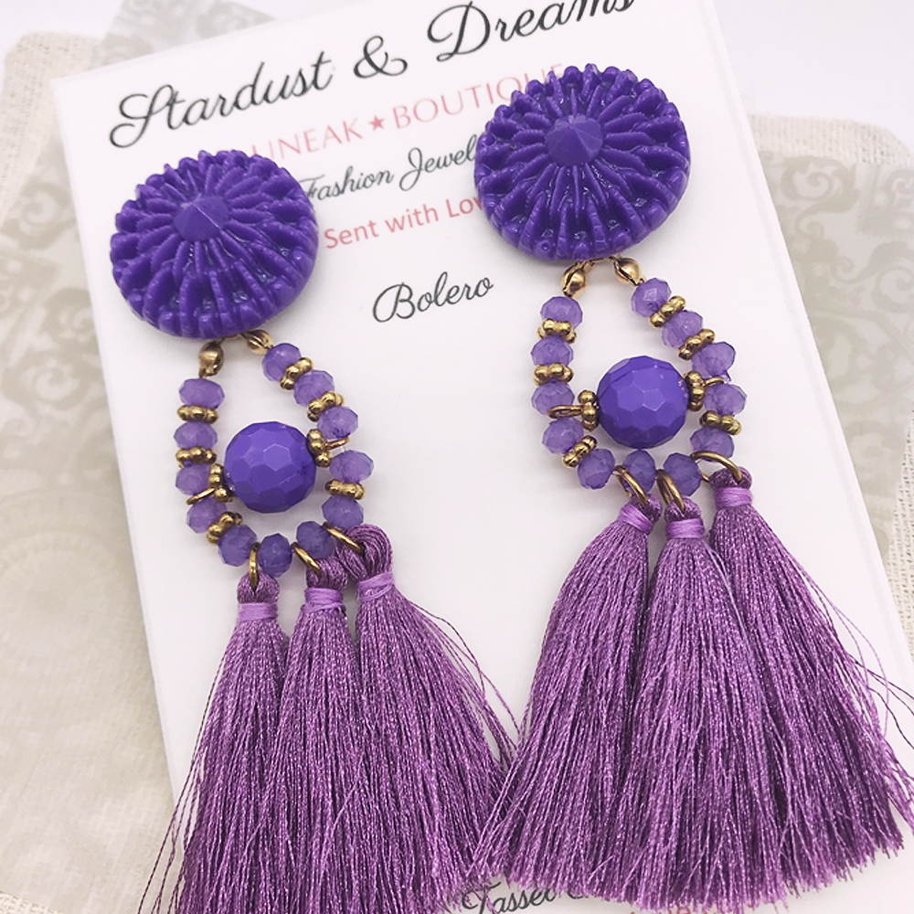 Bolero Purple Tassel Earrings