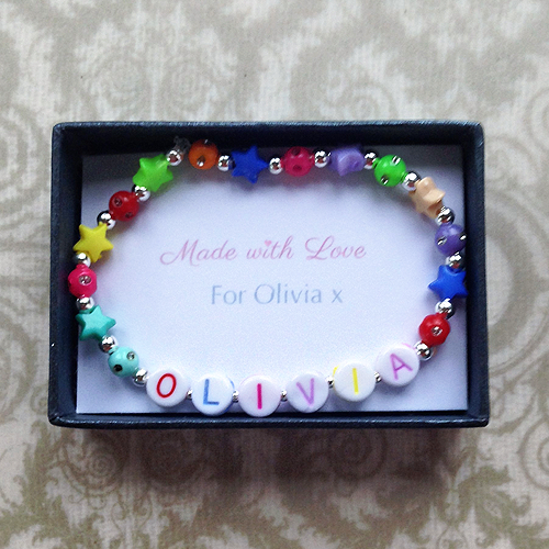 Rainbow Bead Girls Name Bracelet