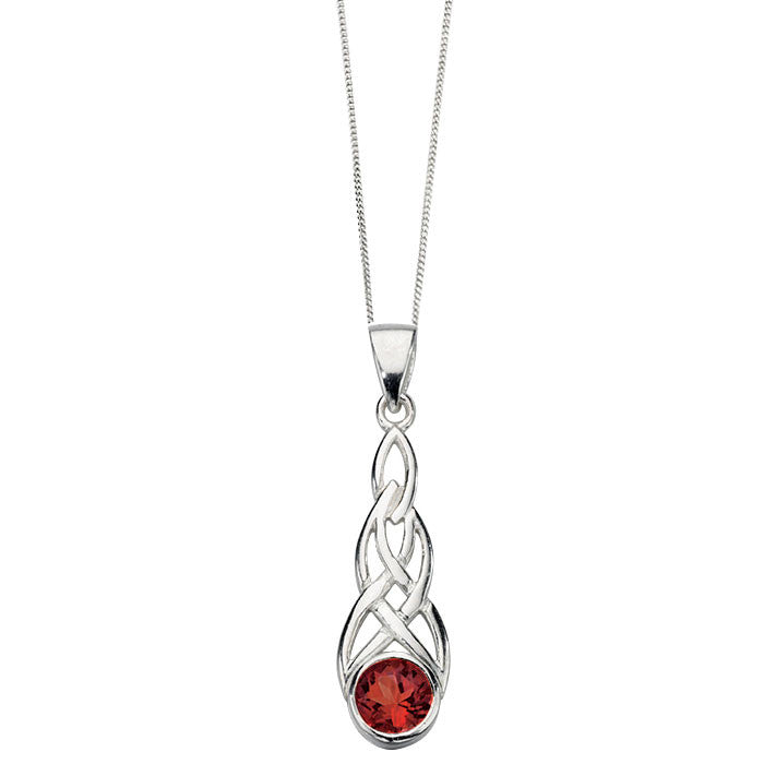Red Crystal Celtic Silver Pendant