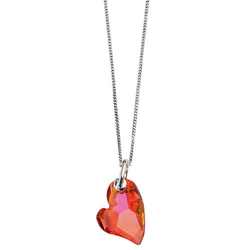 Fiery Red Crystal Heart Pendant