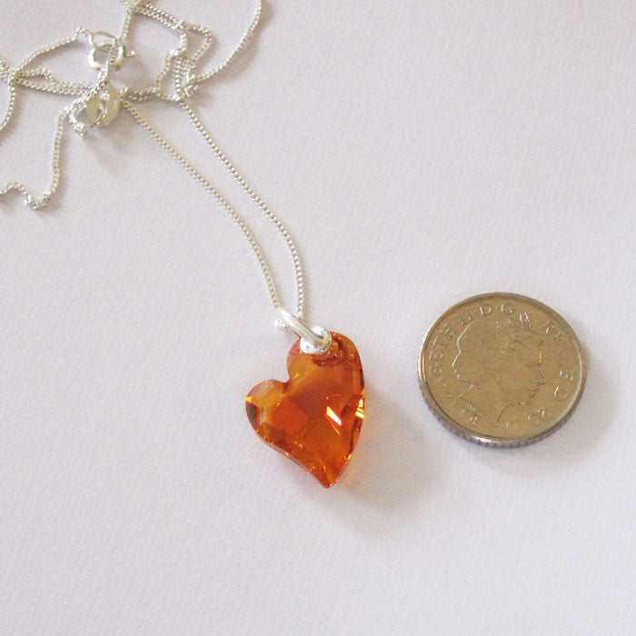 Fiery Red Crystal Heart Pendant