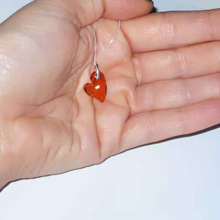 Fiery Red Crystal Heart Pendant