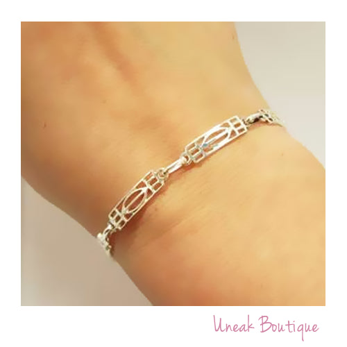 Rennie Mackintosh Style Openwork Silver Bracelet