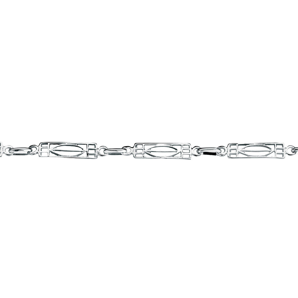 Rennie Mackintosh Style Openwork Silver Bracelet