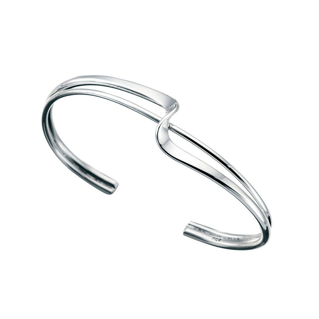 Rosa Twist Torque Silver Bangle