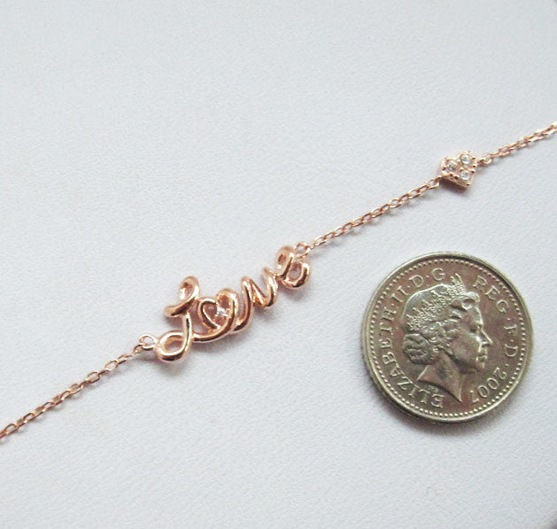 Rose Gold Love Bracelet with Cubic Zirconia Heart