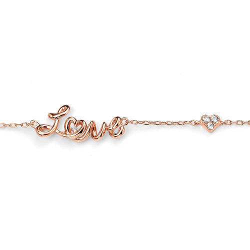 Rose Gold Love Bracelet with Cubic Zirconia Heart