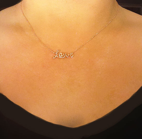 Rose Gold Love Necklace with Cubic Zirconia