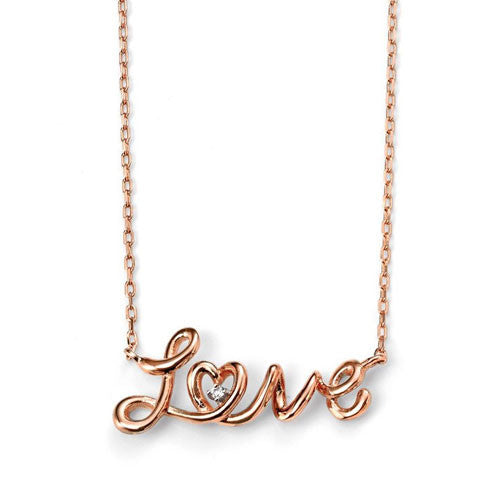 Rose Gold Love Necklace with Cubic Zirconia