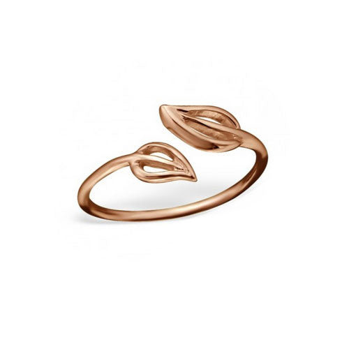 Double Leaf Rose Gold Toe Ring