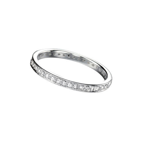 Eternity Silver Stacking Ring with Round Cubic Zirconia