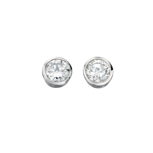 Kensington Cubic Zirconia Solitaire Silver Earrings