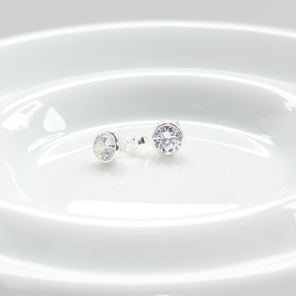 Kensington Cubic Zirconia Solitaire Silver Earrings