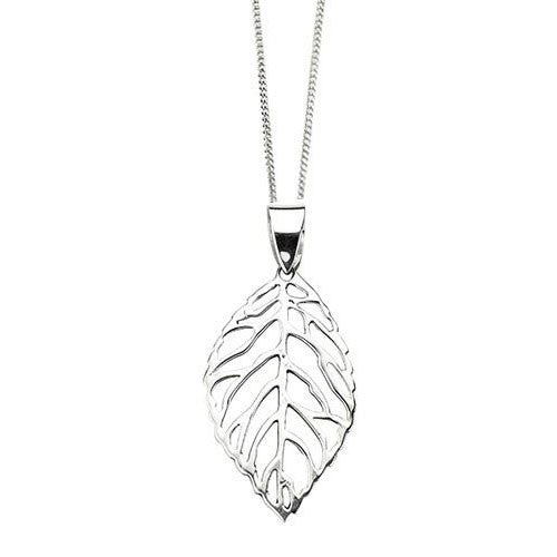 Rustic Openwork Leaf Silver Pendant