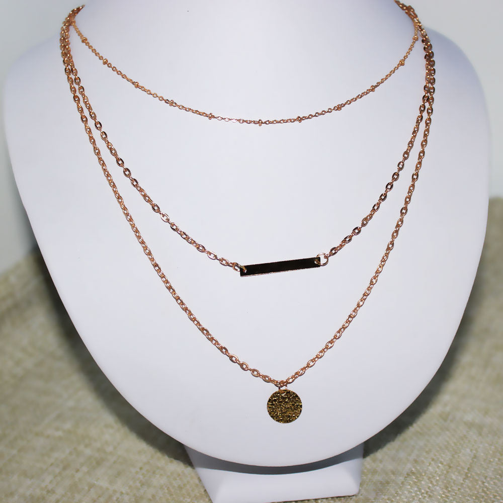 Safari Triple Layered Gold Plated Necklace