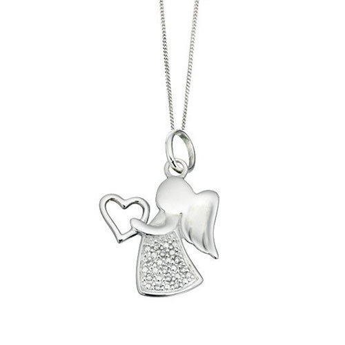 Silver Angel Pendant with Clear Cubic Zirconia