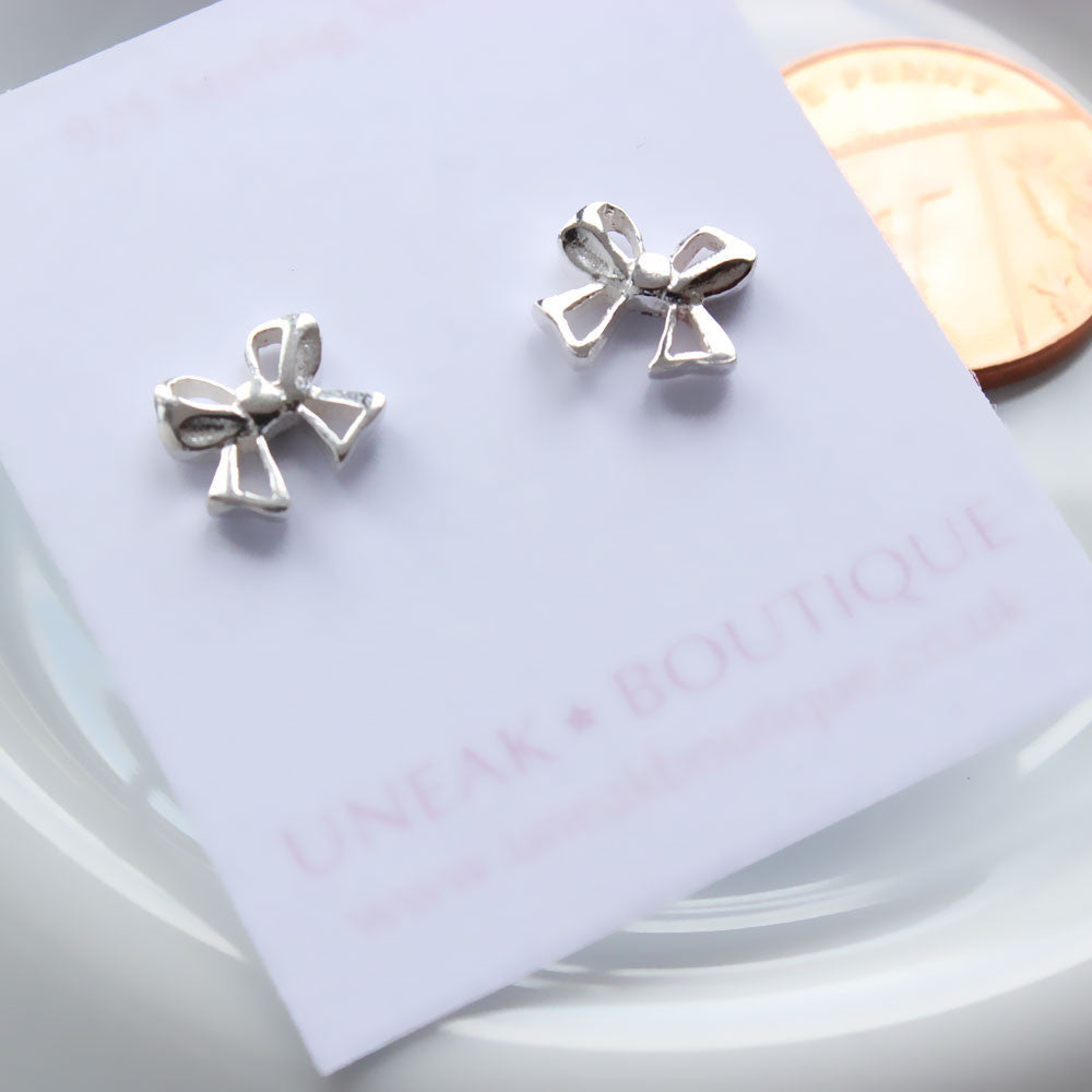 Sterling Silver Bow Stud Earrings