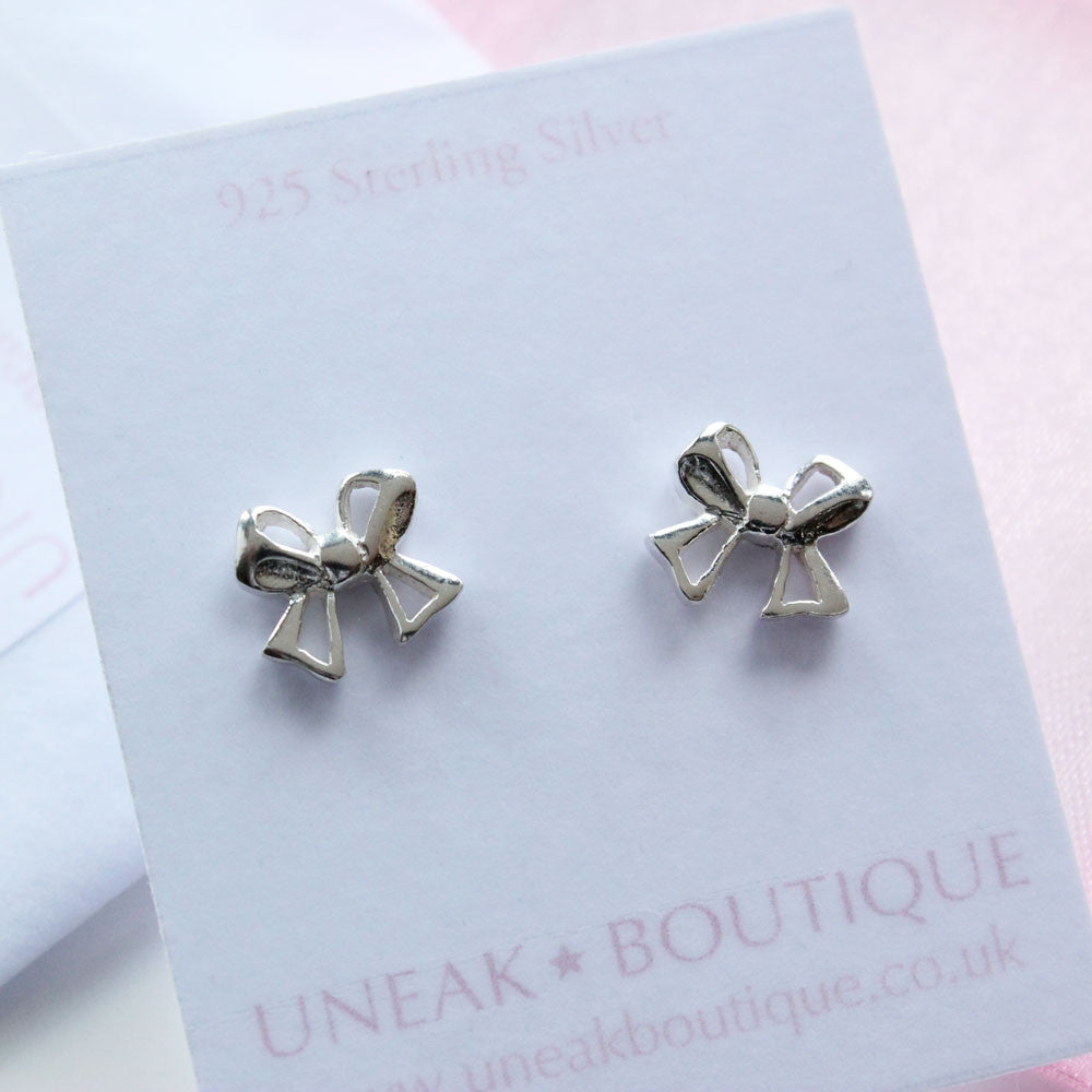 Sterling Silver Bow Stud Earrings