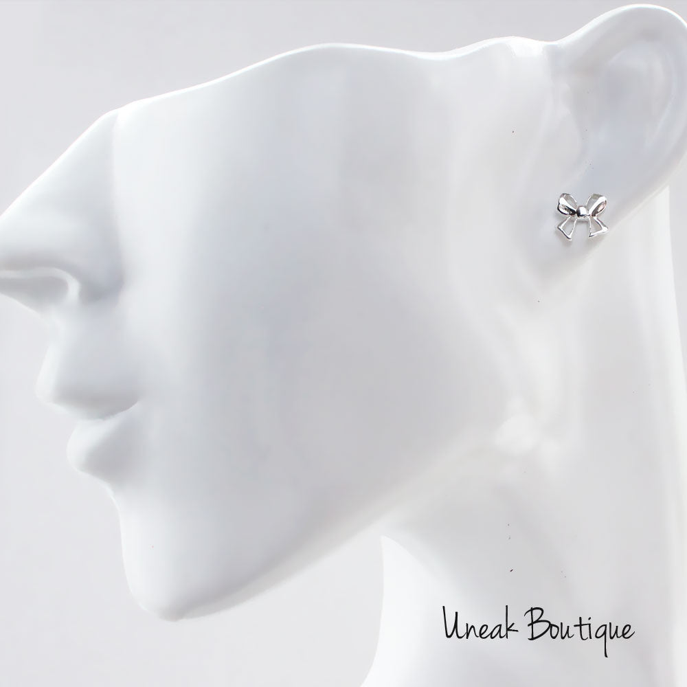 Sterling Silver Bow Stud Earrings