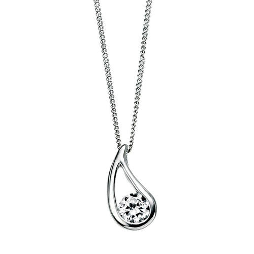 Silver Checkerboard Pendant with Clear Cubic Zirconia