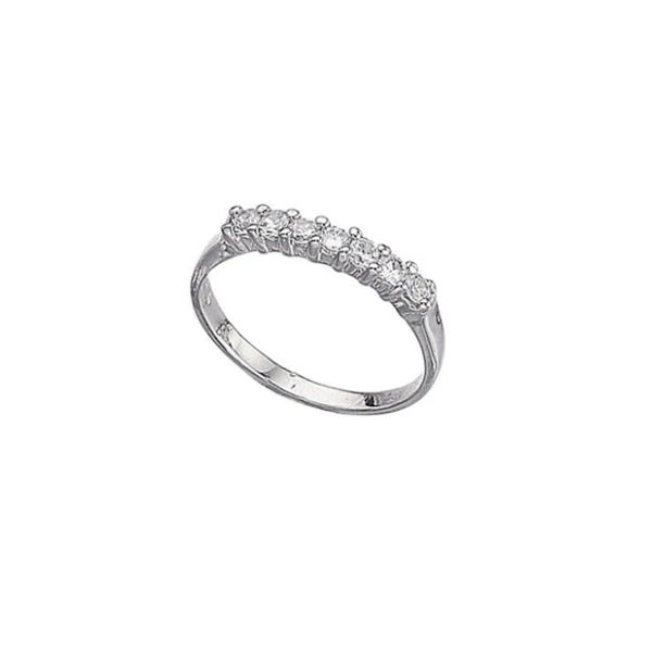 Silver Cubic Zirconia Seven Stone Eternity Ring