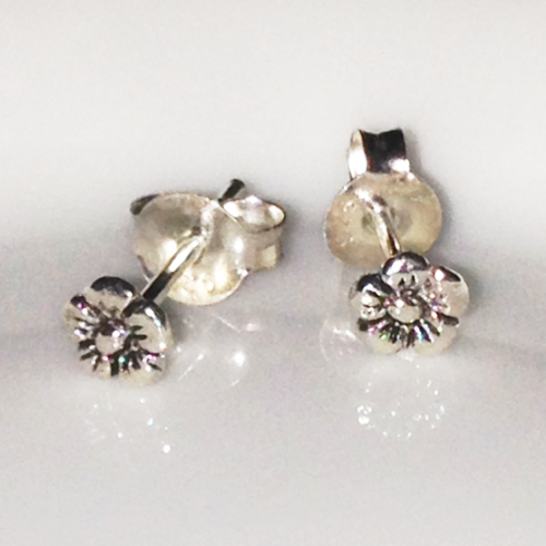 Mini Silver Flower Stud Earrings