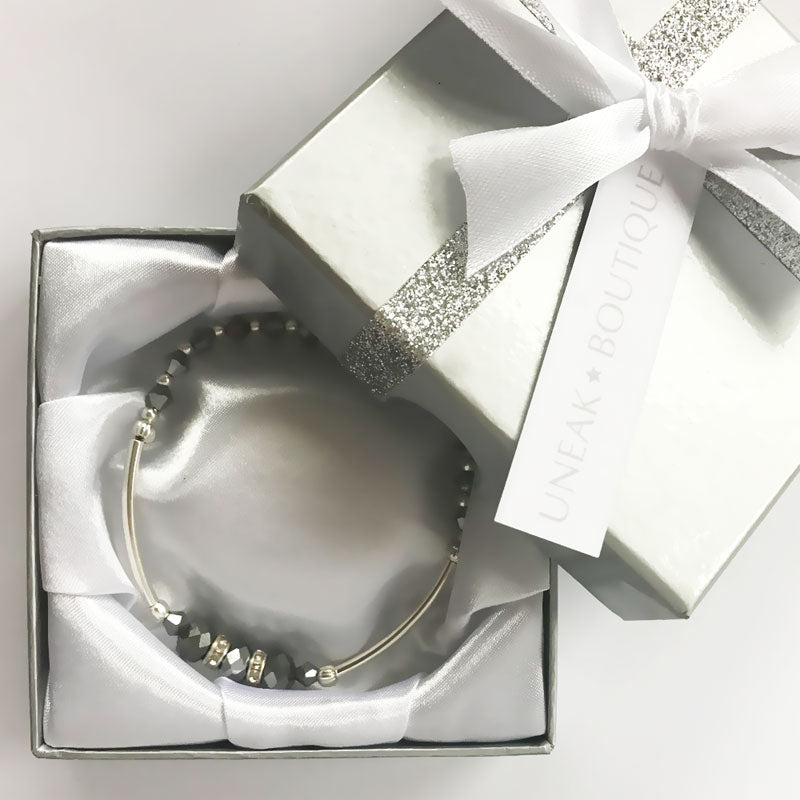 Silver Linings Handmade Beaded Bracelet