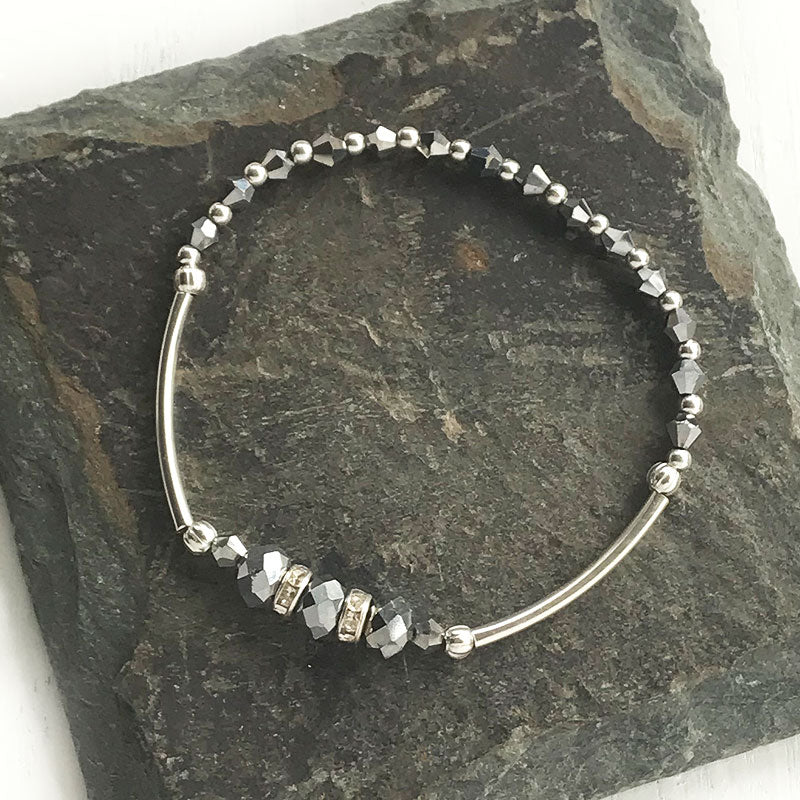Silver Linings Handmade Beaded Bracelet