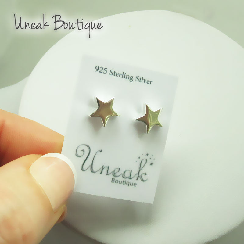 Single Star Sterling Silver Earrings