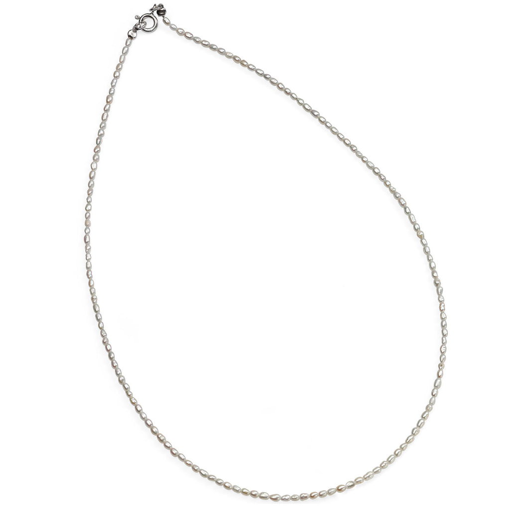 Slim White Freshwater Pearl Bridal Necklace