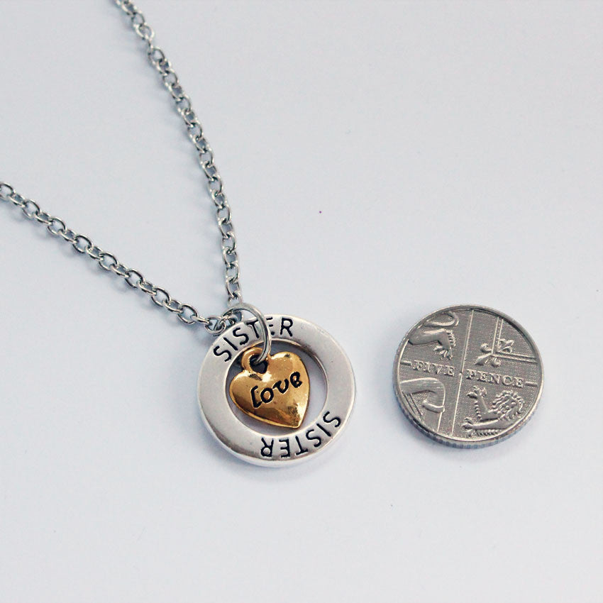 Sister Love Silver Plated Pendant